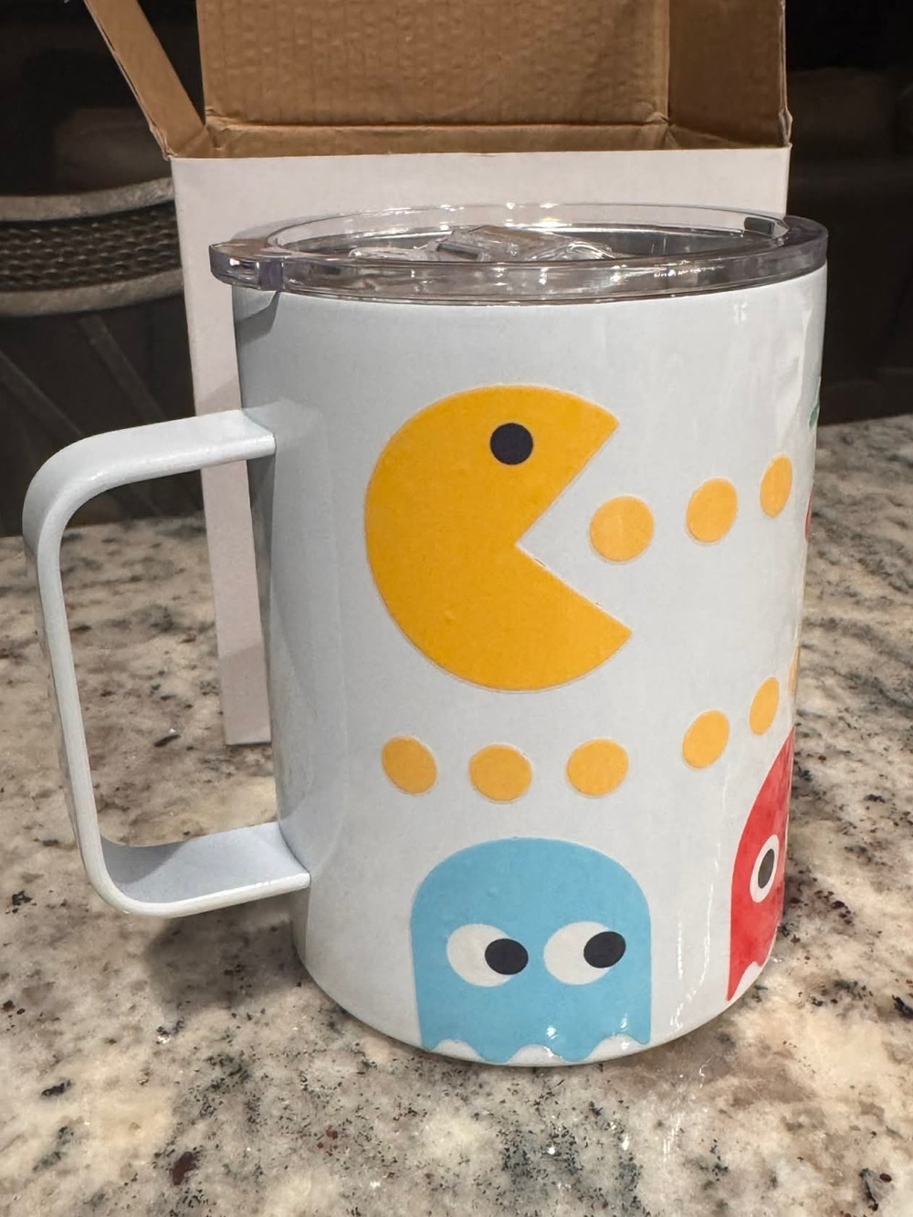 Pac-Man Inspired Ceramic Travel Mug - NEW IN BOX